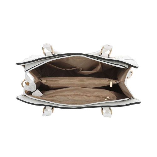 Elegáns közepes méretű szegecses bézs válltáska cipzárral (K705)