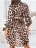 Elegáns leopárd mintás selyem aszimmetrikus női ruha / tunika