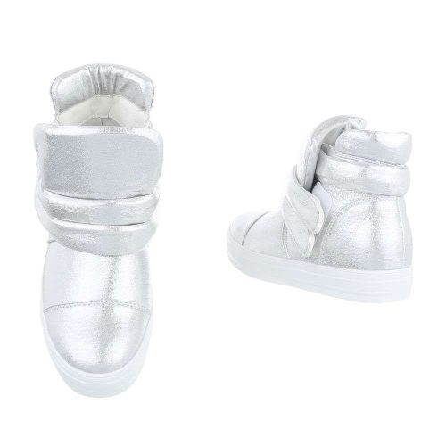 Ezüst színű magasított szárú sneaker / sportcipő (KB-015)