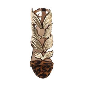   Exkluzív leopárd mintás magas sarkú szandál extra arany dísszel (KK03)