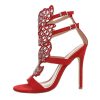 Exkluzív piros magas sarkú szandál extra köves dísszel (KK04)