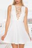 Fűzős fodros fehér miniruha / party ruha