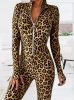 Leopárd mintás / ocelot mintás extravagáns női overál cipzárral