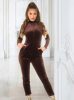 Trendi barna strasszos bársony overál cipzárral