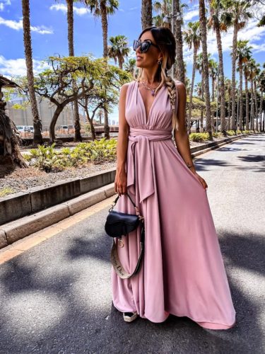 Púder színű infinity maxi ruha