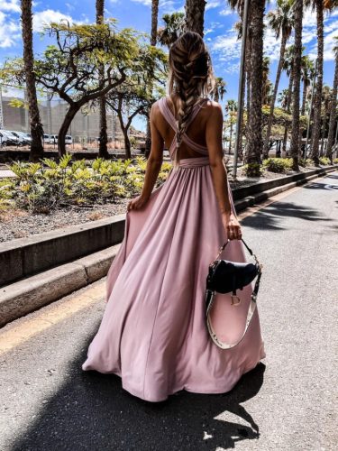 Púder színű infinity maxi ruha