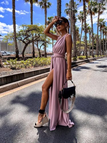 Púder színű infinity maxi ruha