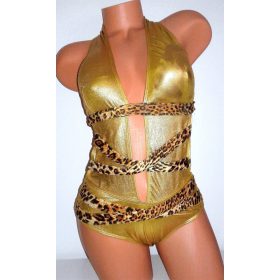 Arany-leopárd mintás monokini (Rfürdőruha)
