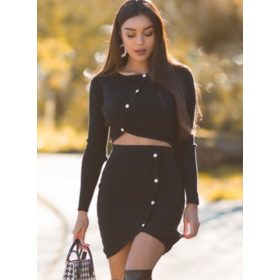 Vagány gombos kötött fekete szett