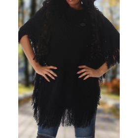 Rojtos kötött poncsó gombokkal