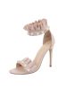 Elegáns bézs magas sarkú szandál gyöngy díszítéssel (SY-2037)
