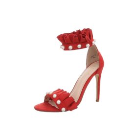   Elegáns piros magas sarkú szandál gyöngy díszítéssel (SY-2037)