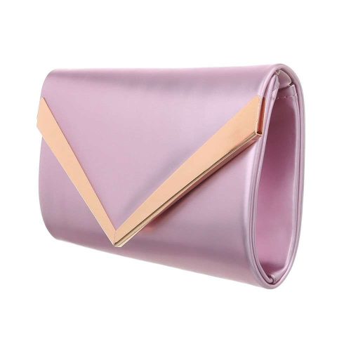 Rózsaszín alkalmi kézi táska arany díszítéssel (HD671)