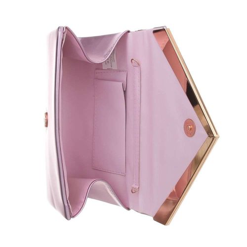 Rózsaszín alkalmi kézi táska arany díszítéssel (HD671)