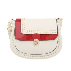   Elegáns törtfehér oldaltáska csattal és szegecsekkel (TA-K2320)
