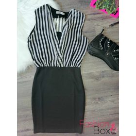 Elegáns miniruha fehér-fekete felsőrésszel