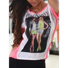 Lenge mintás neonpink póló / felső