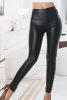 Fekete magas derekú  műbőr hatású leggings / cicanadrág (TS817)