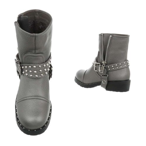 Ezüst színű szegecses bakancs (W12067-26)