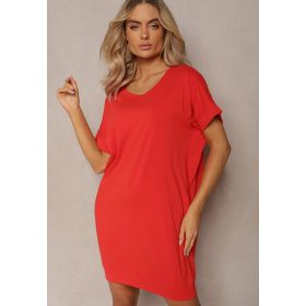 Piros lezser zsebes pamut ruha / tunika