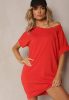 Piros lezser zsebes pamut ruha / tunika