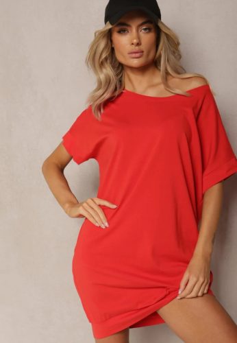 Piros lezser zsebes pamut ruha / tunika