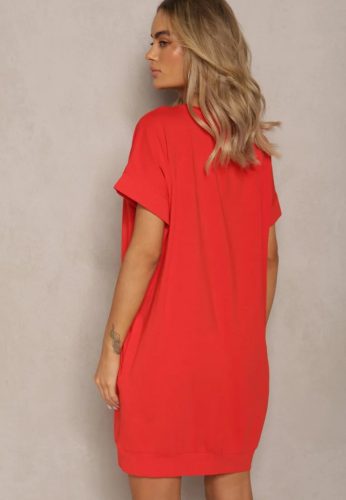 Piros lezser zsebes pamut ruha / tunika