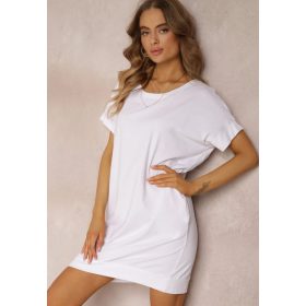 Fehér lezser zsebes pamut ruha / tunika