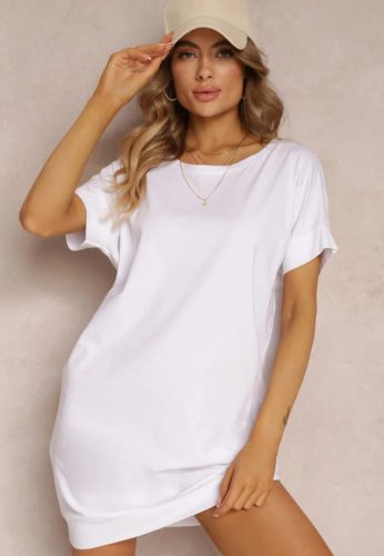 Fehér lezser zsebes pamut ruha / tunika