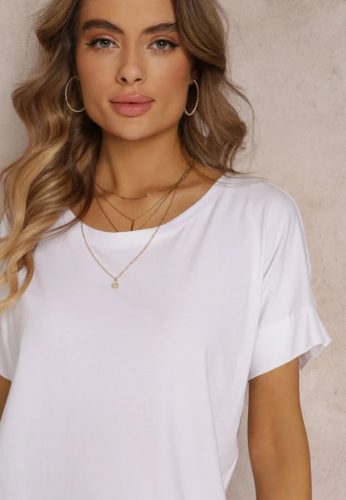 Fehér lezser zsebes pamut ruha / tunika