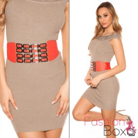 Piros fémdíszes gumis deréköv