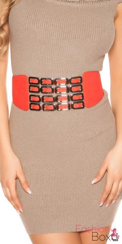 Piros fémdíszes gumis deréköv