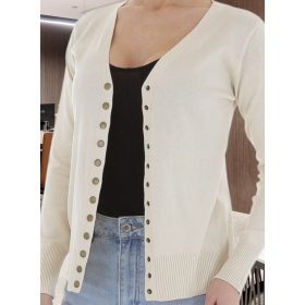 Bézs finomkötésű patentos kardigán