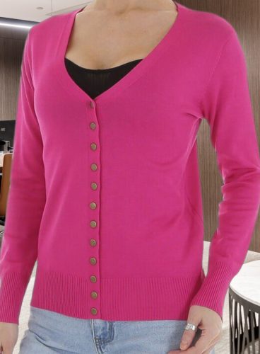 Pink finomkötésű patentos kardigán