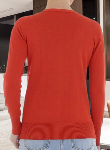 Narancspiros finomkötésű patentos kardigán