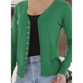 Zöld finomkötésű patentos kardigán