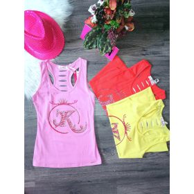 Strasszos hátán szaggatott felső / trikó