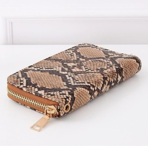 Kígyó mintás barna pénztárca (13-91-33)