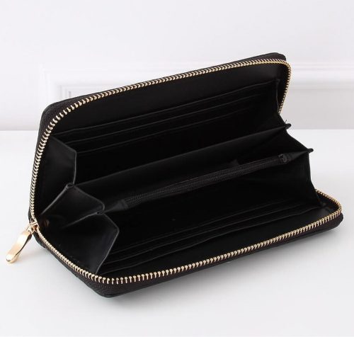 Anyagában mintás fekete pénztárca (13-91-10)