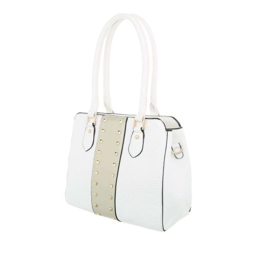 Elegáns közepes méretű fehér válltáska szegecsekkel (TA-K679)