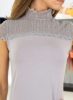 Elegáns rövid ujjú vállán csipkés szürke blúz / felső (S, M, L)